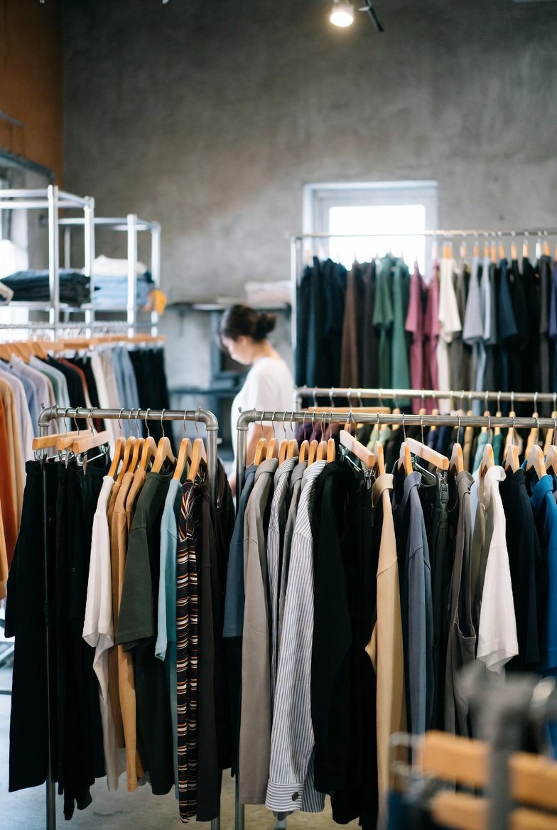 NIN Clothing showroom and clothing rack